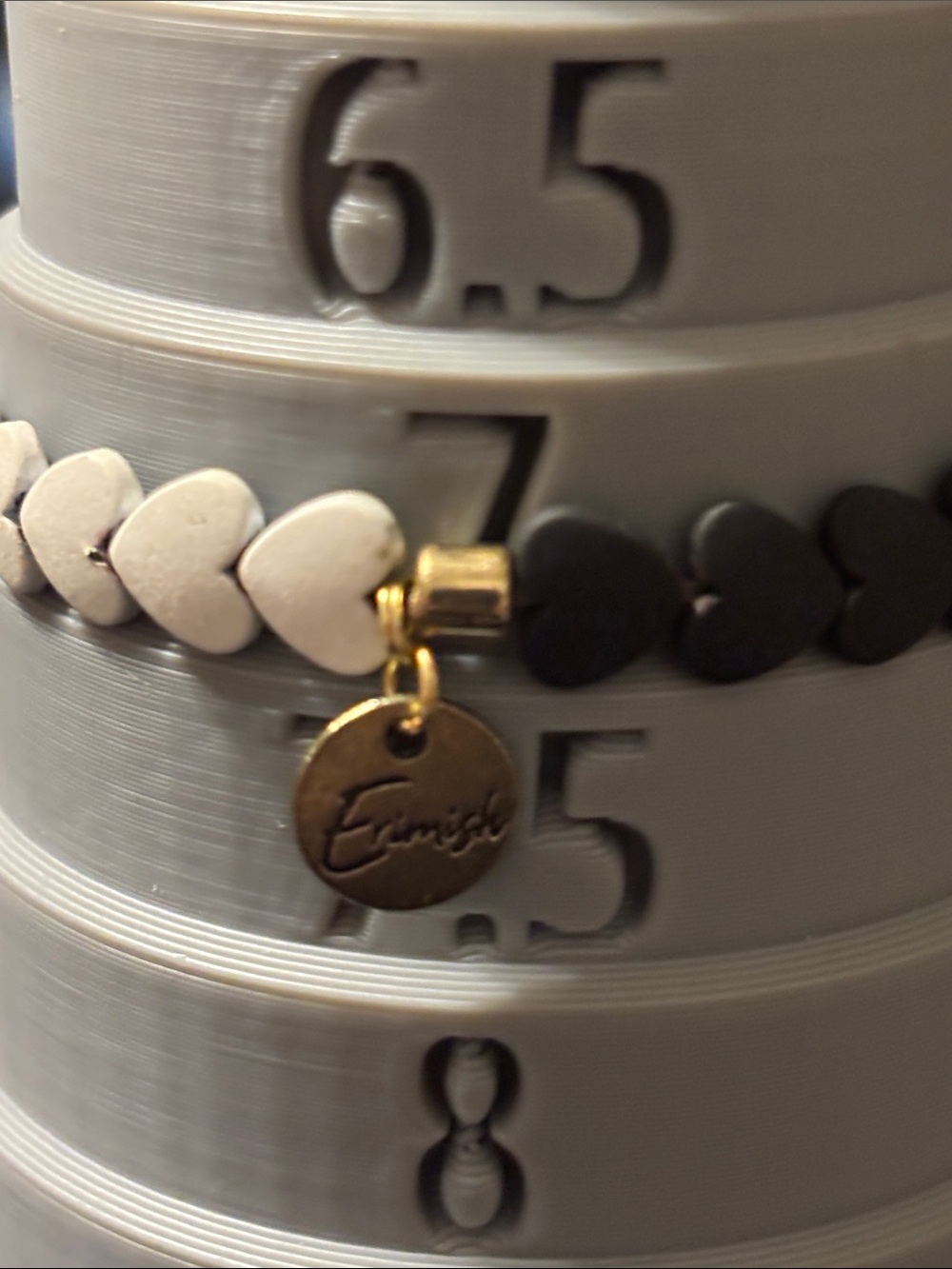 Erimish Black, Clear & White Heart Stack Bracelets Faceted Beads Coquette Photos - Picture 3 of 16